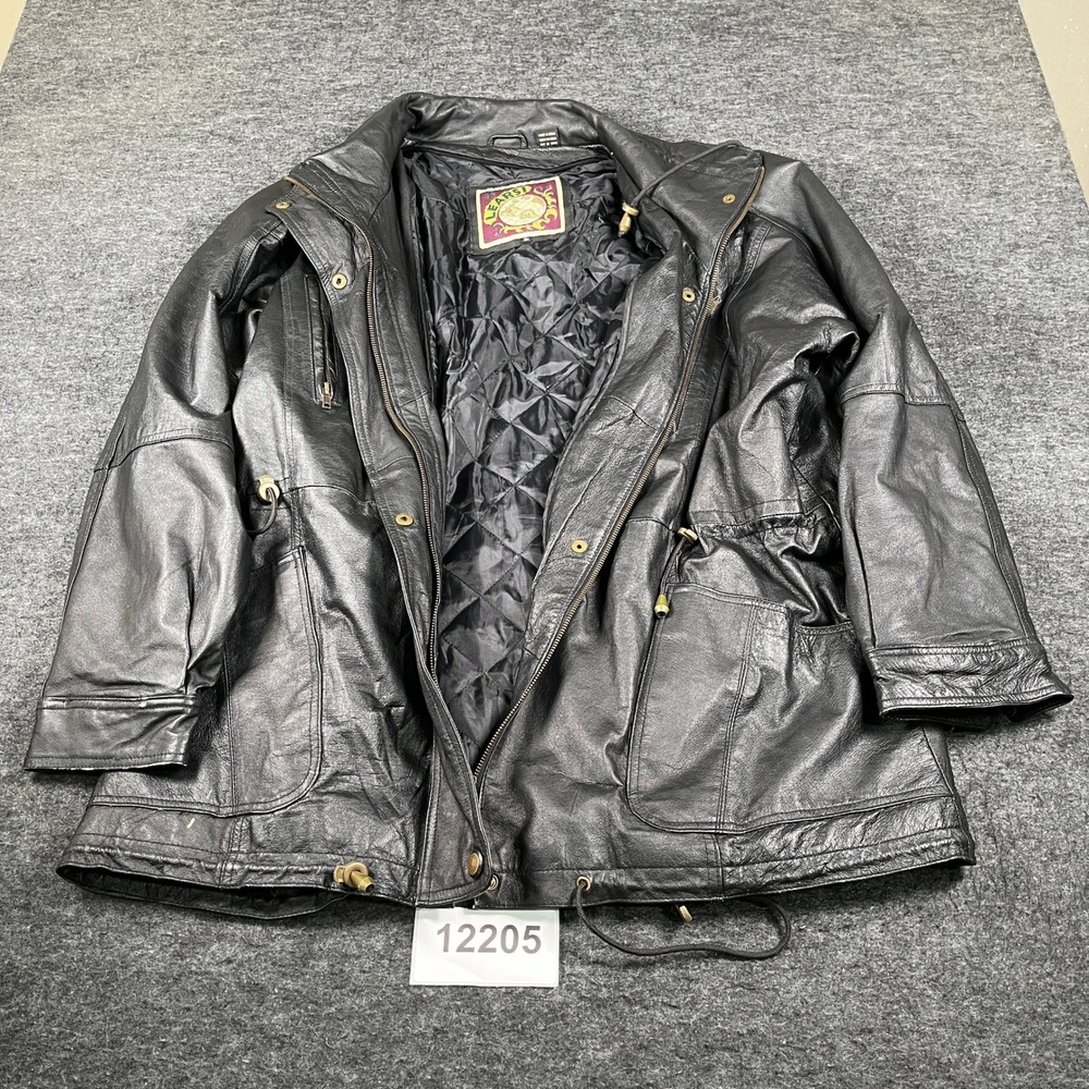Learsi Leather Jacket Womens 3X Black Quilted Lined Drawcord Hem Winter Wear
